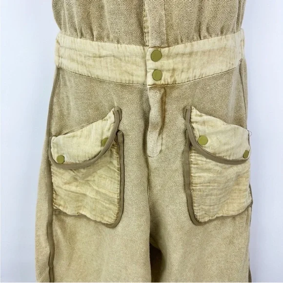 Free People movement Beige Timko Jumpsuit, small. Worn 1x, smoke, pet free home - Picture 3 of 5
